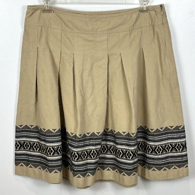 Falda Loft Western Azteca Plisada Columpio Acampanada Tostada/Beige con Borde Azteca Talla 12 Foto 1 de 4