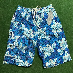 NWT Vintage Youth Sideout Floral Swim Trunks Blue Teal Purple Large 14/16 - Picture 1 of 3
