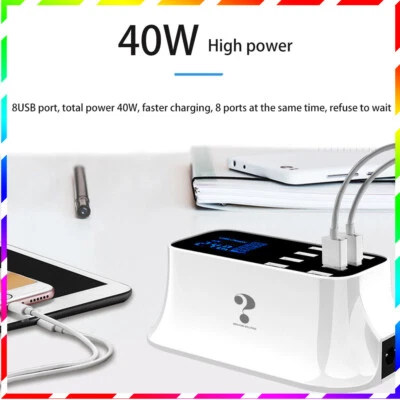 Fast charging station 8USB 40W hub output multi-port charging display 5V /8A - Image 1 of 4