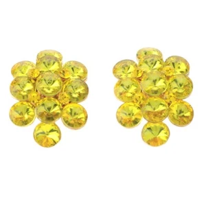Pendientes de clip de metal cristal tono dorado ER1292-YLW - Imagen 1 de 3