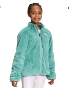Pristine North Face Jacket Girls 10 Aqua Reversible Mossbud Swirl Puffer Fleece - Picture 1 of 18