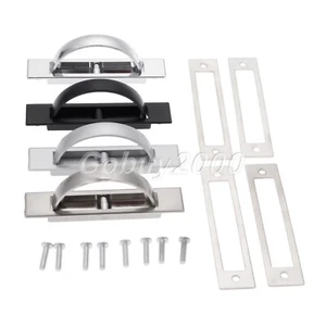 Hidden Metal Furniture Door Cabinet Handle Recessed Flush Pull Cover Floor Knob - Picture 1 of 11