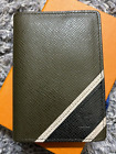 Auth Louis Vuitton Taiga Stripe Organizer Poche Leather Card Holder Case LV