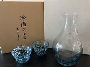 Toyo Sasaki Glass Sake cup and pourer Hand Blown (like new) 東洋佐佐木冷酒器