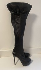 black patent knee high boots wide fit