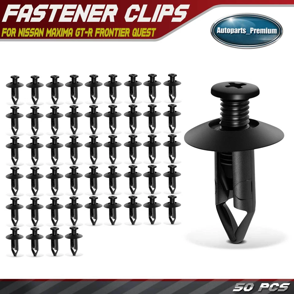 50 Piezas 8mm Nylon Parachoques Clip Retenedores Sujetador Tipo Tornillo para Nissan Máxima GT-R Foto 1 de 4