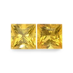 Ceylon (Sri Lanka) Princess Yellow Sapphire Pair 0.86CT - Picture 1 of 8