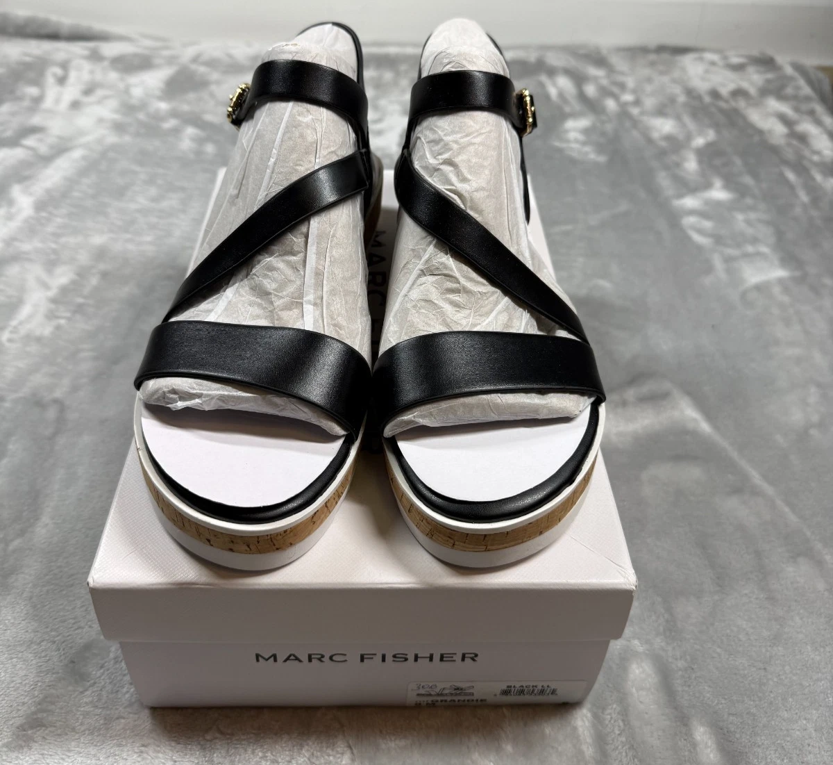 Marc Fisher Women's Dennie Heeled Sandals – Black Leather Strappy Square-Toe Sandal (Size 9.5) 5 thumbnail image
