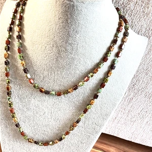 Murano glass bead necklace agate look 134 cm long decorative costume jewellery - Picture 1 of 10