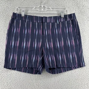 Merona Shorts Womens 6 Purple Striped Chino 5" Inseam Preppy Vacation Beach - Picture 1 of 11