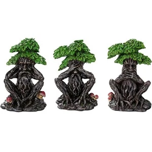 Greenman See No Evil Speak No Evil Hear No Evil Figurine 3 Piece Set Pagan Wicca - Picture 1 of 2