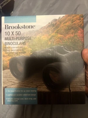 Brookstone 10x50 prism multi purpose binoculars with case 10x magnification - Image 1 of 4