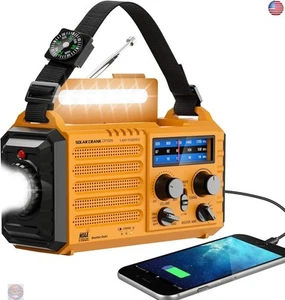 Emergency Radio with NOAA Weather Alert, Portable Solar Hand Crank AM/FM Radio - Picture 1 of 7