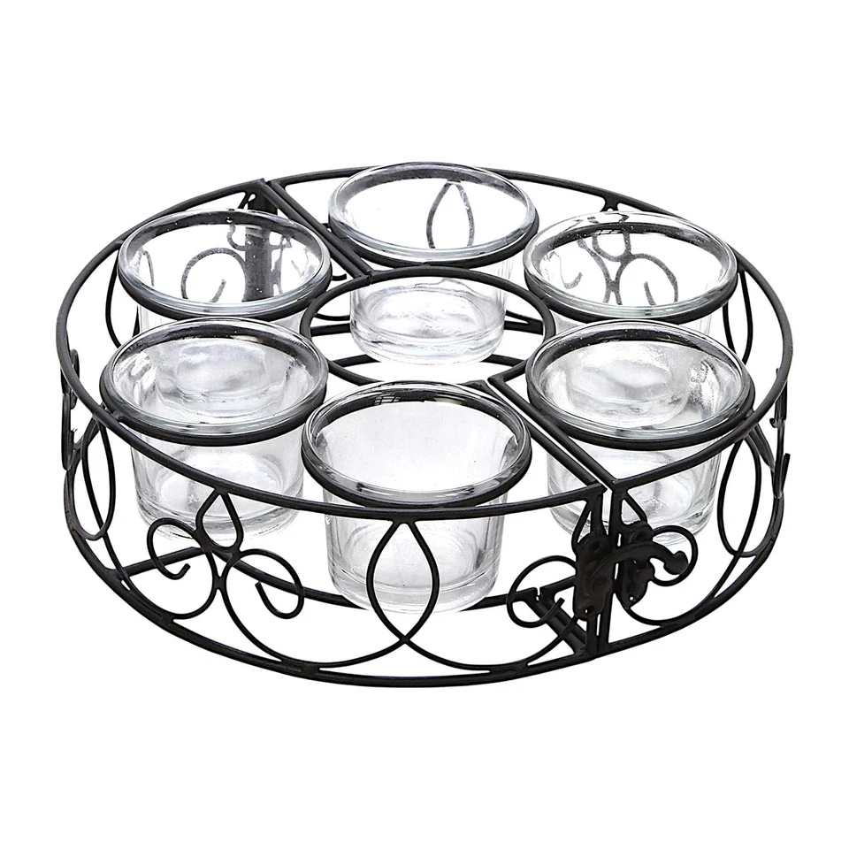 Suporte Tealight para pátio, 8 polegadas de diâmetro com 6 copos, peças centrais ideais para... - Imagem 1 de 4