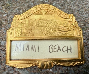 Vintage Miami Florida Name Tag Badge Pinback - Picture 1 of 2