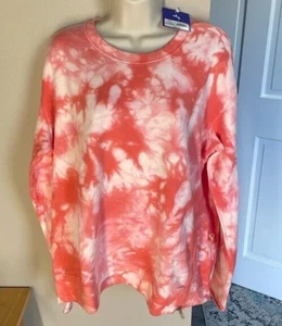 NEW Joy Lab Coral white tie dye sweatshirt w/zipper accent XL XXL 1X - Picture 1 of 11