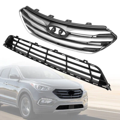 Front Upper & Lower Bumper Grille Assembly For 2017 2018 Hyundai Santa Fe Sport Foto 1 de 4