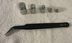 Fuzion Pesi di Calibrazione 5 PZ 1g 2g 5g 10g 20g Acciaio Inox con Pinzette - Foto 1 di 10