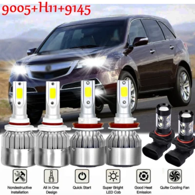 Combo de faros LED altos/bajos + kit de bombilla antiniebla 6000K 6X para Acura MDX 2004 a 2006 Foto 1 de 4