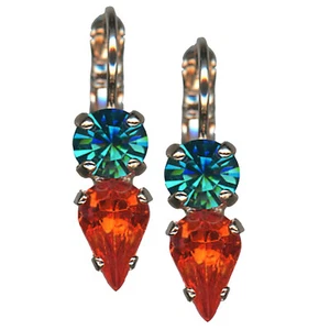 Mariana Earrings Stunning Red & Teal Austrian Crystals Tinsel Winter Wonderla... - Picture 1 of 3