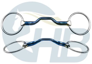 Blue Sweet Iron Ported Mouth Loose Ring Snaffle Sizes 4.50" to 6.25" - Picture 1 of 2
