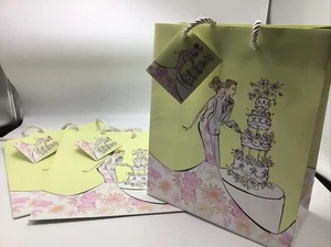 Gift Bag Wedding Lot 3 Bride Groom Cutting Cake 8" x 10" Wrap Bridal Shower - Picture 1 of 6