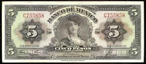 Mexico P-57a Banco de Mexico 5 Pesos DM-C,19.1.1953  EF