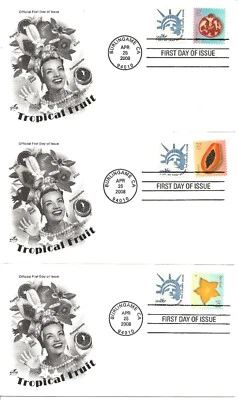 US Scott #4253-57, First Day Covers 4/25/08 Burlingame Single Tropical Fruit - Image 1 of 2