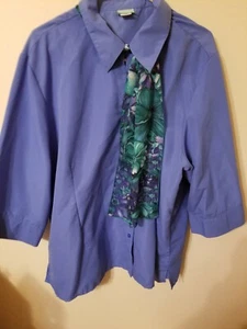 Blusa mujer sana morgan talla 3X azul abotonada con bufanda se puede quitar 3/4  - Imagen 1 de 12