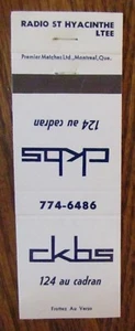 MEDIA RADIO STATION MATCHBOOK COVER: CKBS (ST. HYACINTHE, QUEBEC) -K14 - Picture 1 of 1