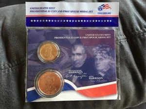 2009 WILLIAM Henry Harrison Presidential $1 Coin & First Spouse Medal Set - Picture 1 of 2