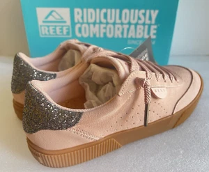 Reef Lay Day Seas Women Casual Sneakers Shoes Glitter Rose Pink Sz 40.5 9.5 US - Picture 1 of 11