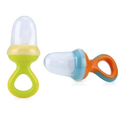 Alimentador Nuby Nibbler Mesh First Soft Foods, paquete de 2, naranja/verde Foto 1 de 2