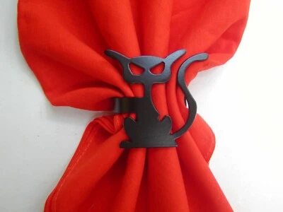 Juego de 4 servilleteros de metal para gato negro aterrador Halloween Foto 1 de 4