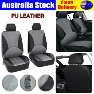 1 Pair Car Front Seat Covers Full Set PU Leather Cushion For VW Caddy Polo Golf - Picture 1 of 15