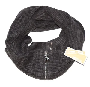 NWT Michael Kors Gray Shaker MK Logo Zipper Convertible Infinity Scarf - Picture 1 of 8