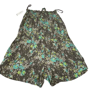 Old Navy Dark Floral Romper Small Strapless Pockets Cinched Travel Fairy New - Picture 1 of 11