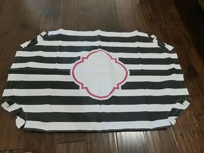 New Pottery Barn PB Teen Emily Meritt Scallop pinboard Cover Black White Stripe - Image 1 of 3