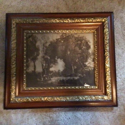Antique 31” X 27” Gilt Picture Frame W/DANCE OF THE NYMPHS Print Gorgeous - Image 1 of 4