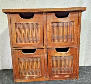 VTG Rustic Wooden 4-Drawer Mini Cabinet Style Storage Organizer, 13in Height - Picture 1 of 10