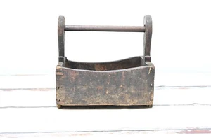 Rare . Primitive Antique 1800s Handmade Wood Tote - Picture 1 of 12