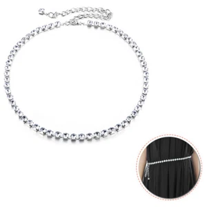 Silber Bund Diamant Diamant Taillenkette Gürtel Frauen Damen Mode Gürtel - Bild 1 von 10