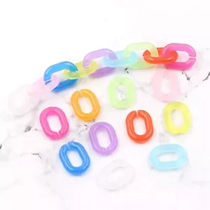 100 Mixed Jelly Color Acrylic Oval Linking Rings Open Chain Beads 20X15mm Crafts - Picture 1 of 3