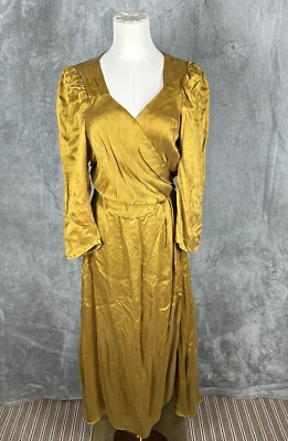 Vestido envolvente midi dorado grande 100 % Cupro Amour Vert para mujer boda vacaciones año nuevo Foto 1 de 4