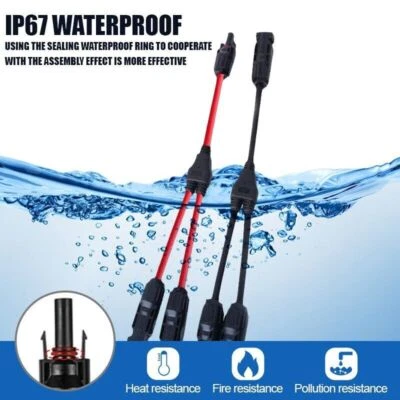 EASUNPOWER Solar Panel Y Branch Cable Connection Waterproof Adapter Y Connector Extension