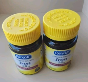 (Lote de 2) Hierro Rexall 28 mg Producción de glóbulos rojos -60 comprimidos Ea.- CADUCIDAD 26/06 - Imagen 1 de 4