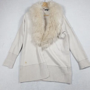Portmans Womens Wrap Coat Jacket Size XSmall or 6AU Beige Wool BlendLong Sleeve - Picture 1 of 15