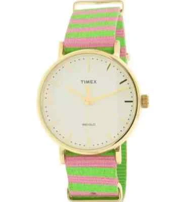 TIMEX F1206  Fairfield White Dial Green Pink Ladies Nylon Watch - Image 1 of 3