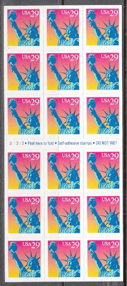 USA BOOKLET SC# 2599a LIBERTY $0.29c BOOKLET OF 18 S.A. MNH - PL# D1212 - TYPE D - Image 1 of 1