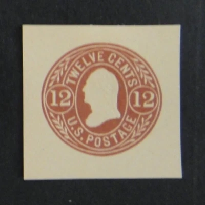 US Stamped Envelope U69 12c 1865 Cut Square Red Brown on Buff - Image 1 of 2